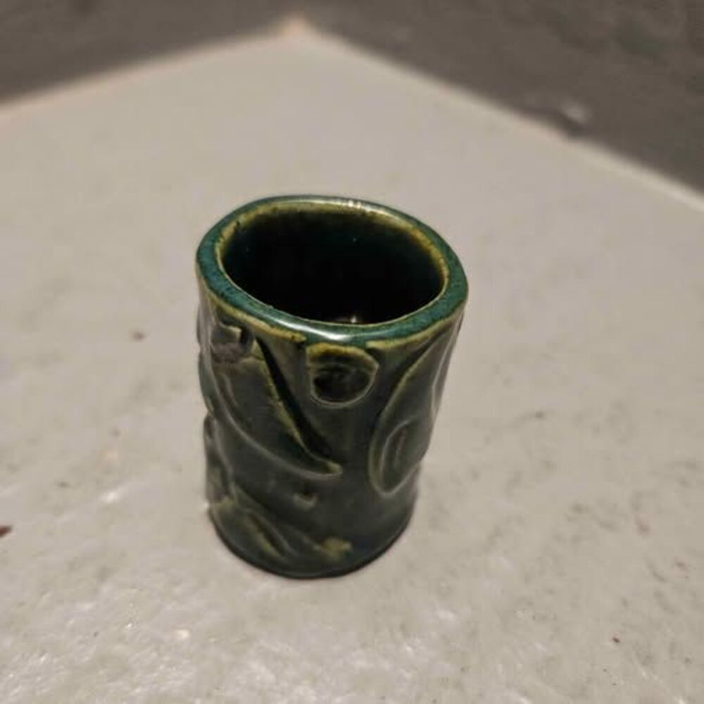 Green Ceramic Glazed Toothpick Holder